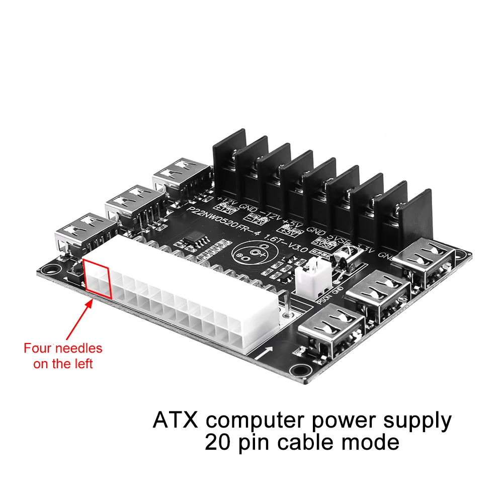 24 Pins ATX Power Supply Breakout Board and Acrylic Case Kit Module Adapter Power Connector Support 12V -12V 5V 5VSB 3.3V - Imagen 4