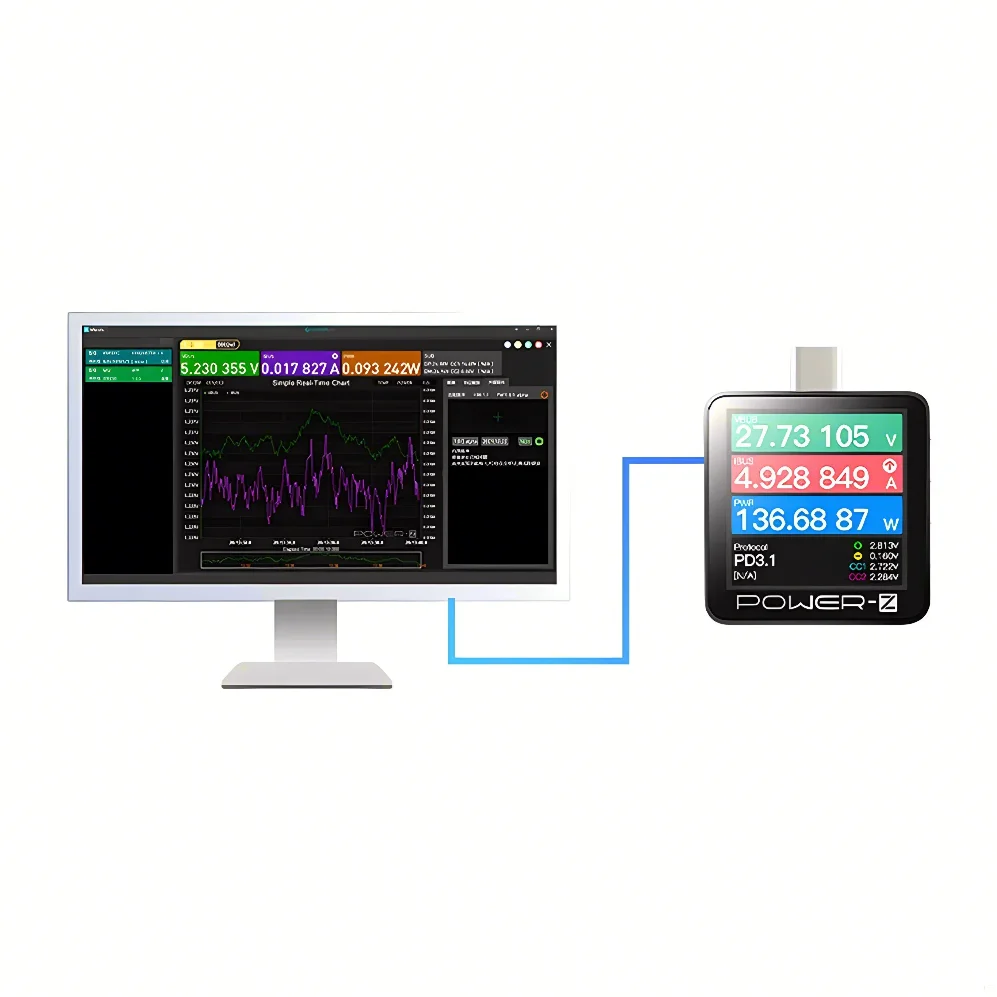 Power-Z KM003C Portable Type-C Fast Charging Tester PD3.1 QC5.0 240W Mxa Digital Voltmeter & Ammeter Power Bank Tester - Imagen 2