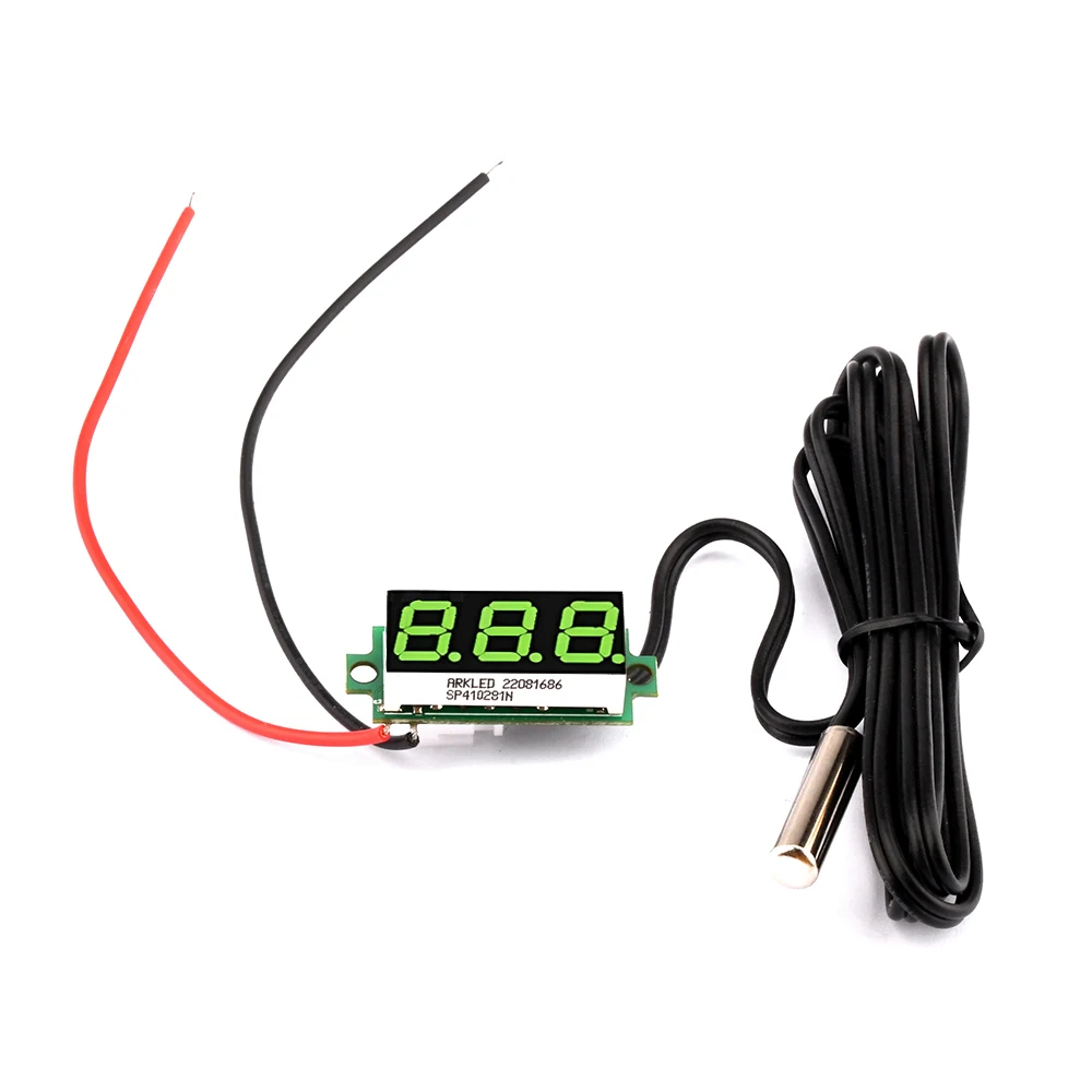 DC 12V 24V Mini Digital LED Thermometer for Car Temperature Monitor Panel Meter Measuring Range -50-125C with Temperature Probe - 画像 (6)