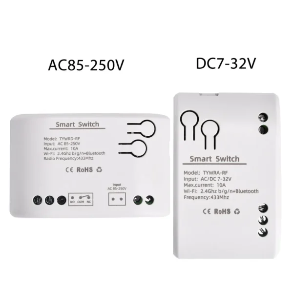 1CH TuyaスマートリモコンワイヤレスWiFiスイッチモジュール DC7-32V AC85-250V 2200W RFレシーバー 10A WiFiリレーDIY