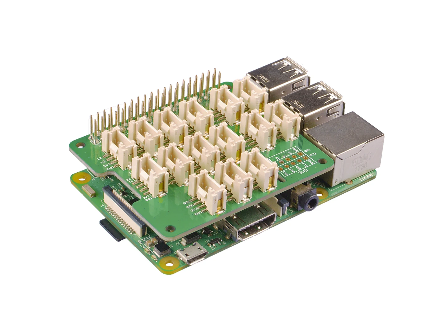 Grove Base Hat for Raspberry Pi - 24-Pin GPIO maintain, Grove interface for 3× I2C, 1× UART, 6× Digital, 4× Analog, SWD Debug - 画像 (3)