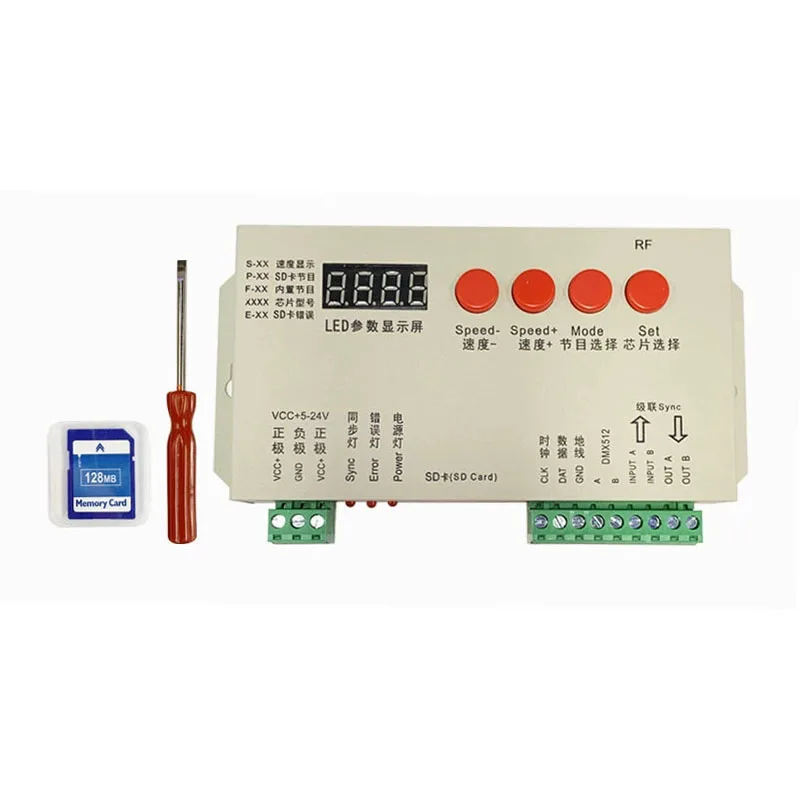 K1000S RF Wireless LED Controller + RF Remote Control, Full Color Changing with Chasing & Flowing Effects, Wide DC 5-24V Input - Imagen 2