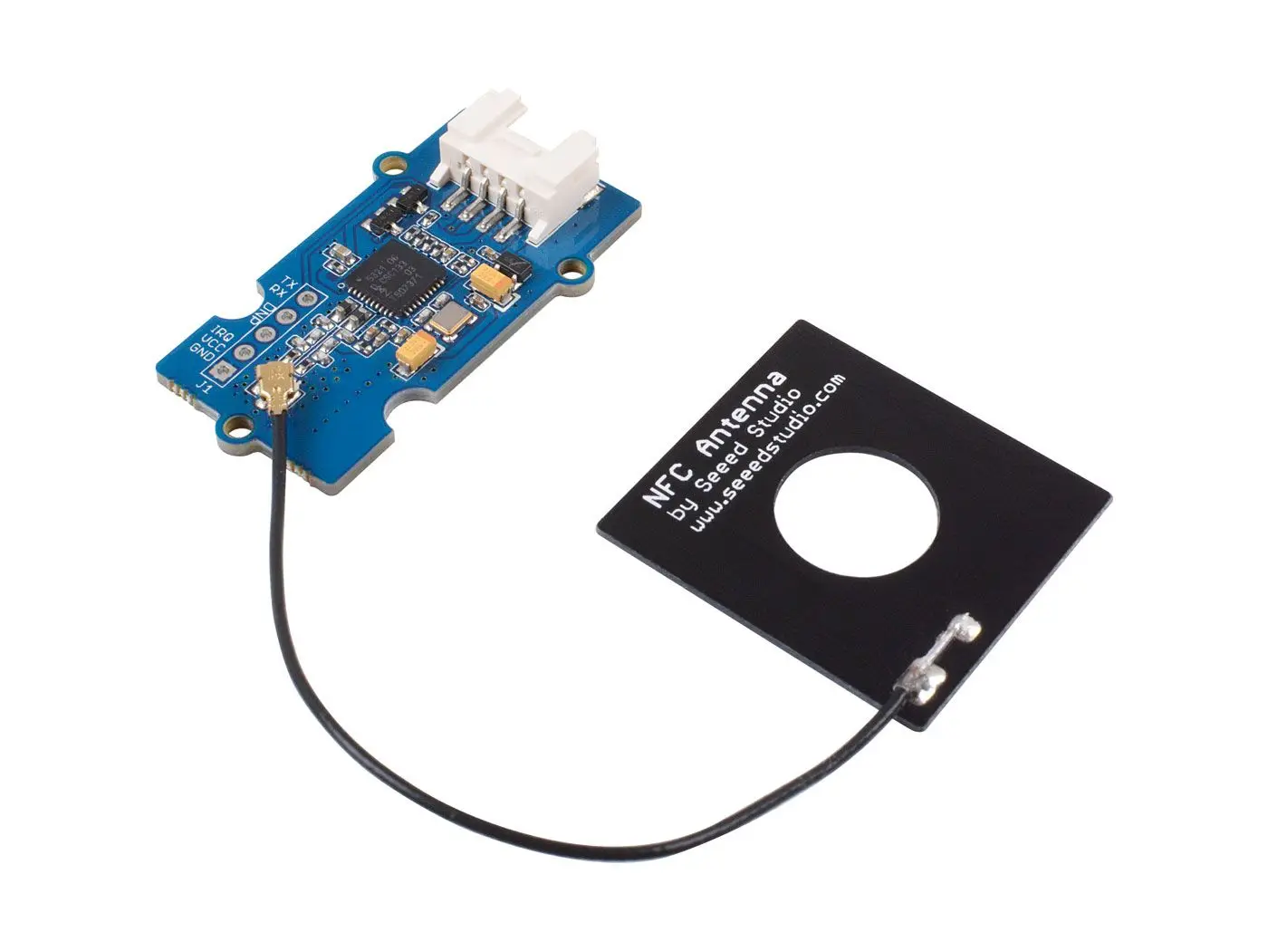 Módulo NFC Grove PN532 con antena NFC de 13,56 MHz. Compatible con comunicación sin contacto. Protocolos ISO14443 tipo A y tipo B. I2C UART.