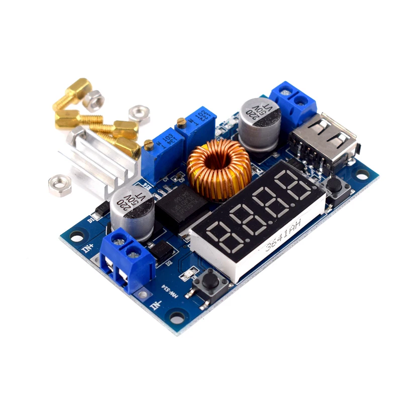 XL4015 75W DC-DC 5A Overtemperature protection Voltage Regulators Module Adjustable Buck Module With Voltmeter Display USB Port