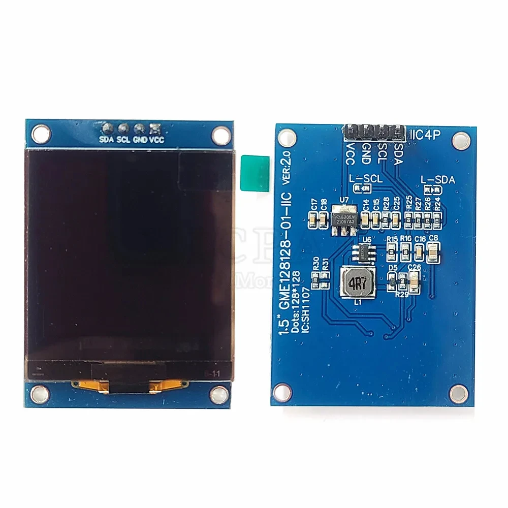 1.5 Inch OLED LCD White Display Module 128*128 Dots Driver Chip SH1107 3V-5V COG I2C IIC 4PIN — reference image 2