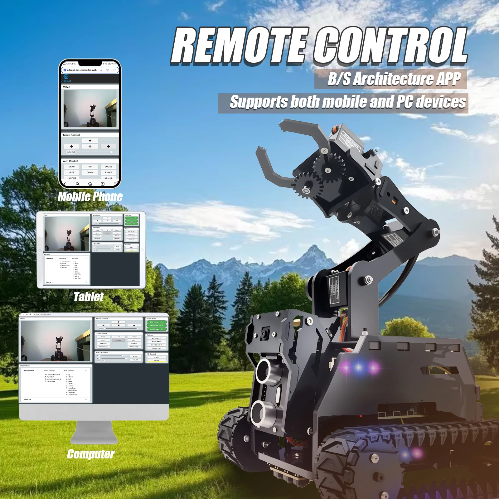 Adeept RaspTank Smart Robot Car Kit for Raspberry Pi 4/3B/3B+(Board Not Included) — reference image 2
