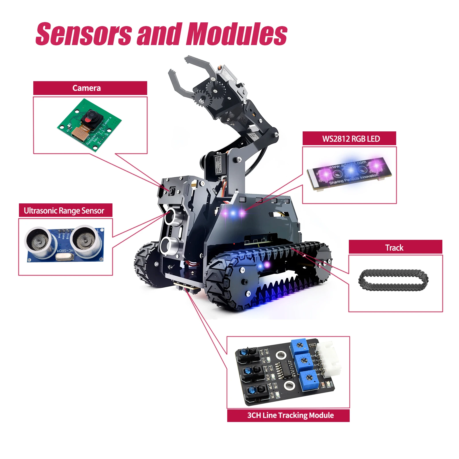 Adeept RaspTank Smart Robot Car Kit for Raspberry Pi 4/3B/3B+(Board Not Included) — reference image 4