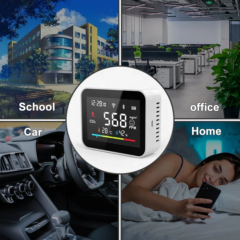 Carbon Dioxide Detector Air Monitor Multifunctional LED Digital Temperature and Humidity Tester Smart Home Measuring Tool — reference image 6