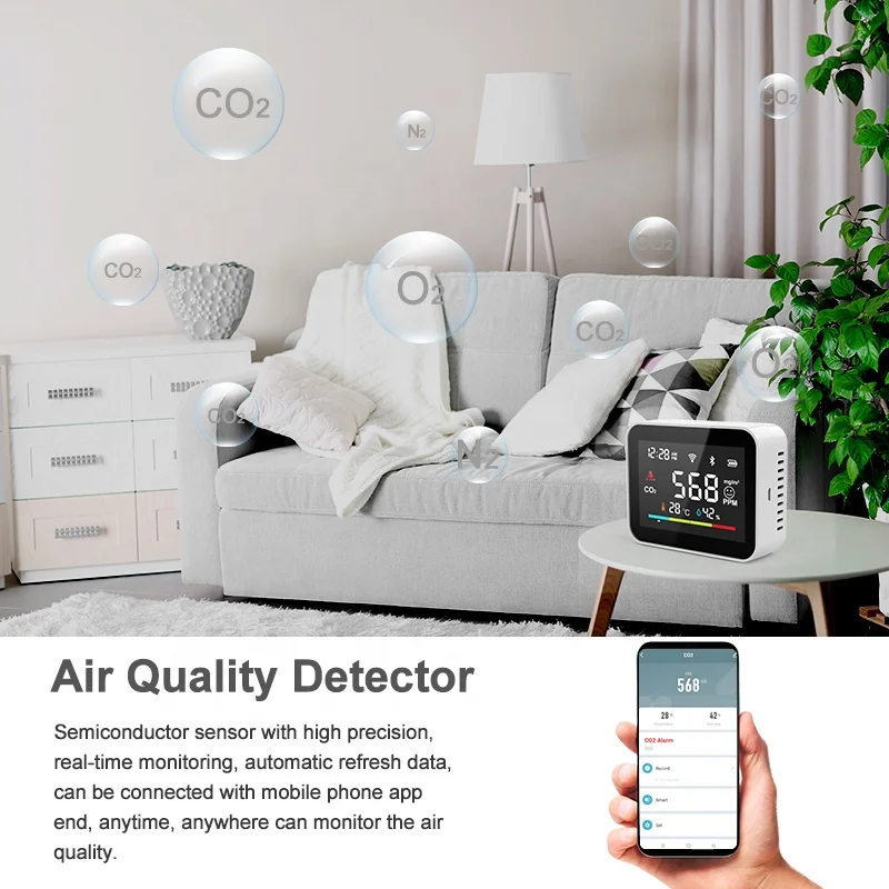 Carbon Dioxide Detector Air Monitor Multifunctional LED Digital Temperature and Humidity Tester Smart Home Measuring Tool — reference image 7