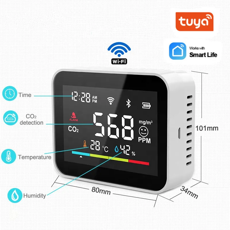 Carbon Dioxide Detector Air Monitor Multifunctional LED Digital Temperature and Humidity Tester Smart Home Measuring Tool — reference image 8