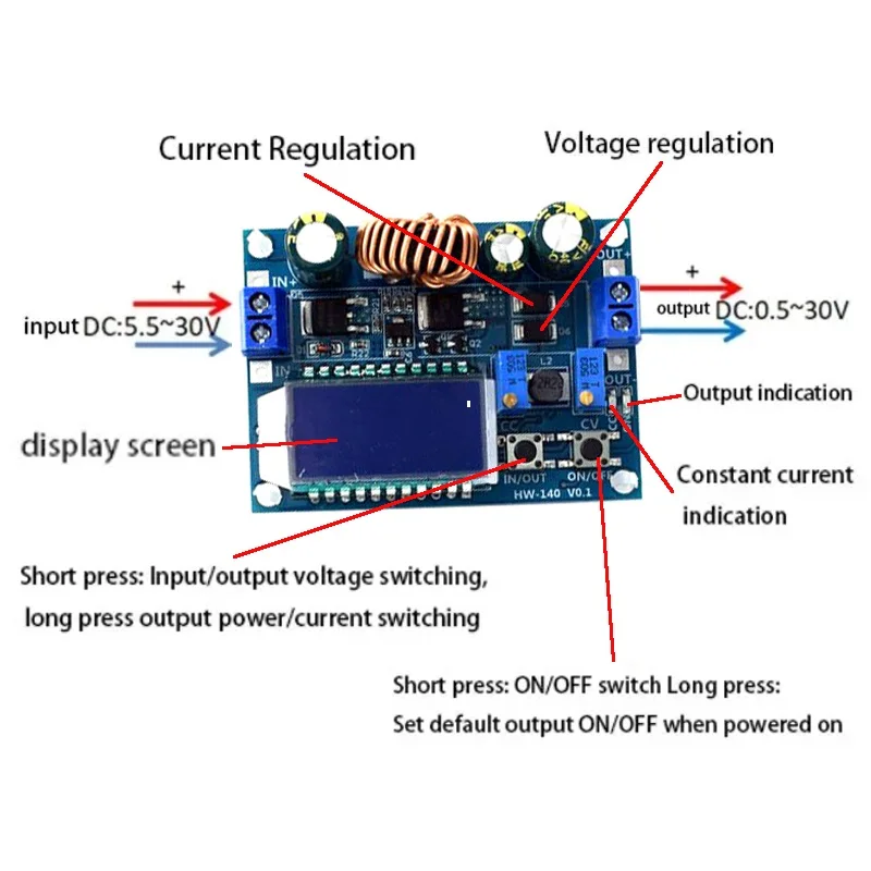 DC-DC Buck Boost Converter Module 5.5-30V to 0.5-30V 4A 35W Adjustable Step Up Down Voltage Regulator LCD Digital Voltmeter — reference image 1