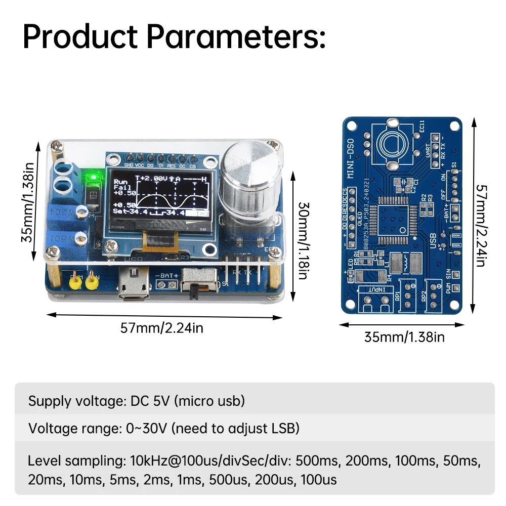 DIY Mini Digital Oscilloscope Kit STC8K8A Microcontroller Electronic Component Soldering Practice Loose Kit — reference image 7