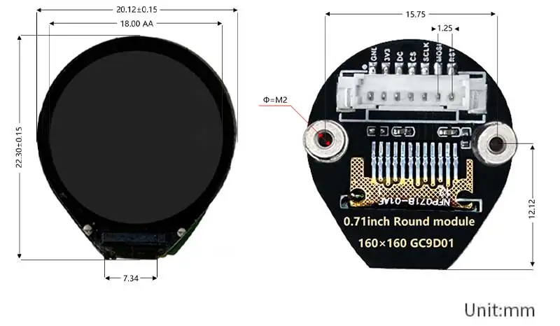 Electronic EYE 0.71 inch Round LCD Display Screen For Arduino Raspberry Pi ESP32 Pico STM32 — reference image 1