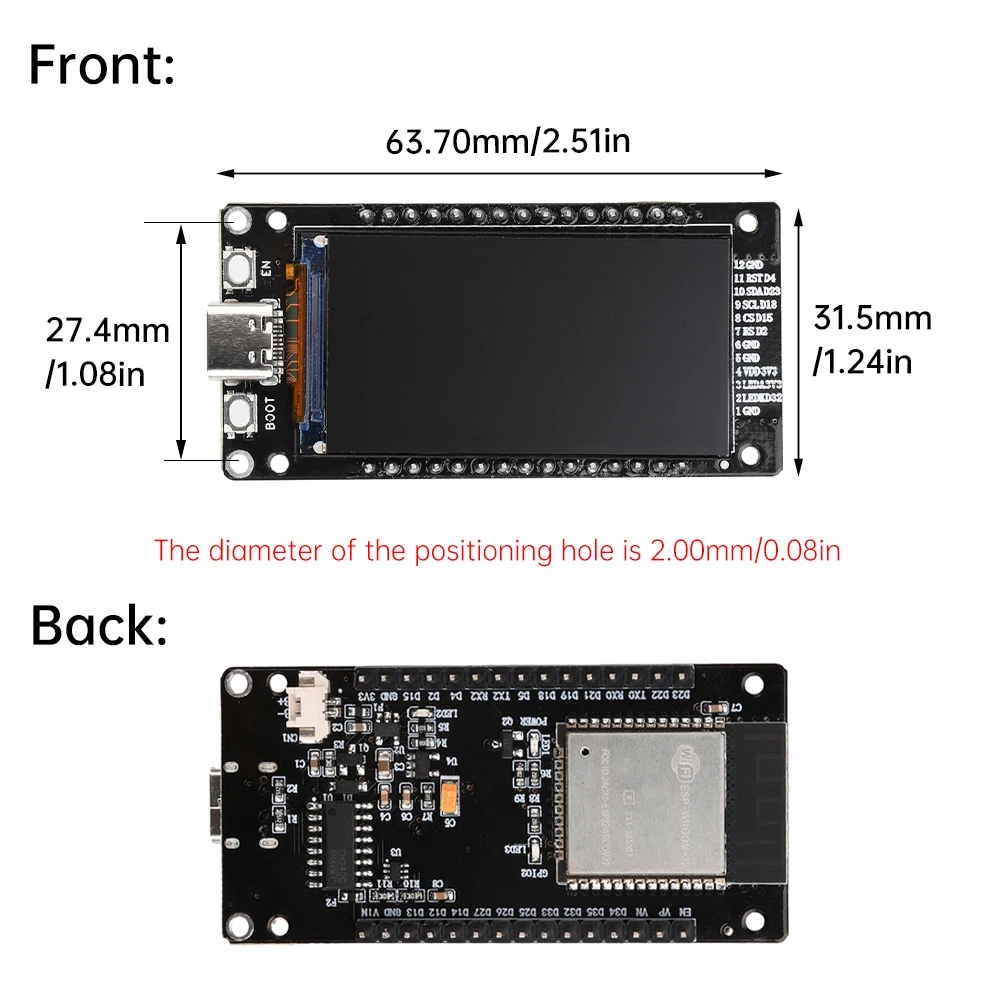 ESP32 1.9-Inch LCD Screen Wifi BT Development Board Onboard ESP-32 Module Type-C — reference image 5