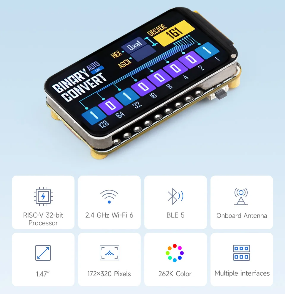 ESP32-C6 1.47Inch LCD Screen WiFi 6 & Bluetooth Display Type-C Development Board — reference image 1