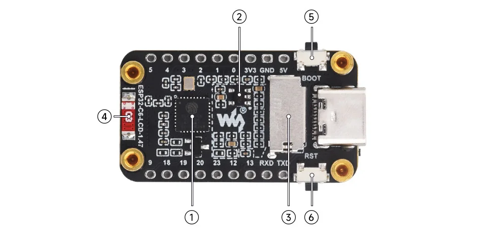 ESP32-C6 1.47Inch LCD Screen WiFi 6 & Bluetooth Display Type-C Development Board — reference image 6