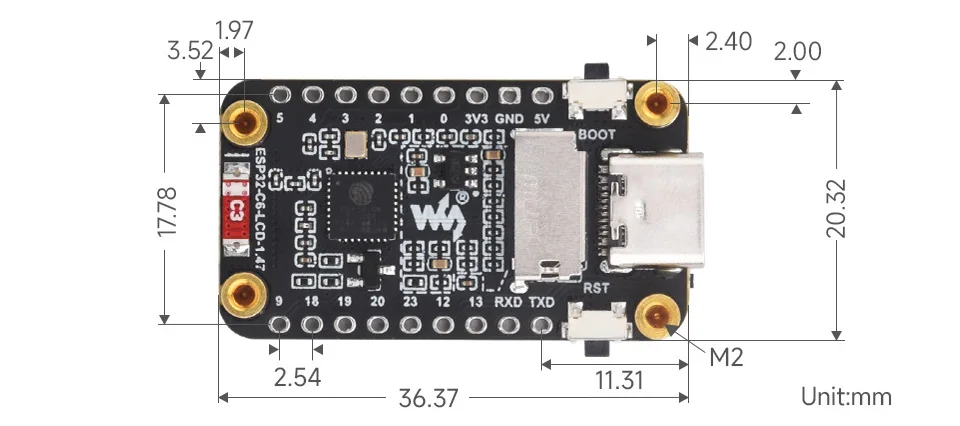 ESP32-C6 1.47Inch LCD Screen WiFi 6 & Bluetooth Display Type-C Development Board — reference image 7