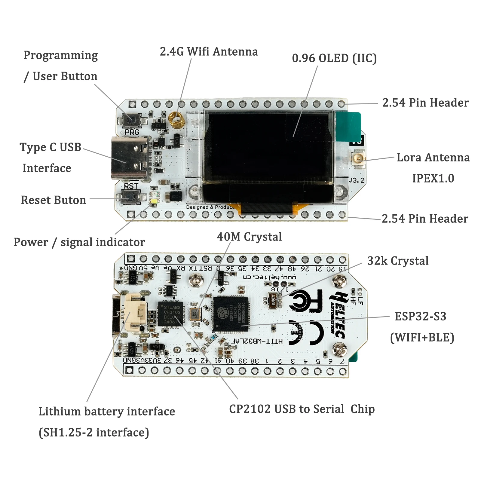 ESP32 LoRa V3 Development Board 868MHz 915MHz SX1262 0.96 Inch OLED Display BT WIFI Lora Kit for Arduino IOT Meshtastic (2Sets) — reference image 4