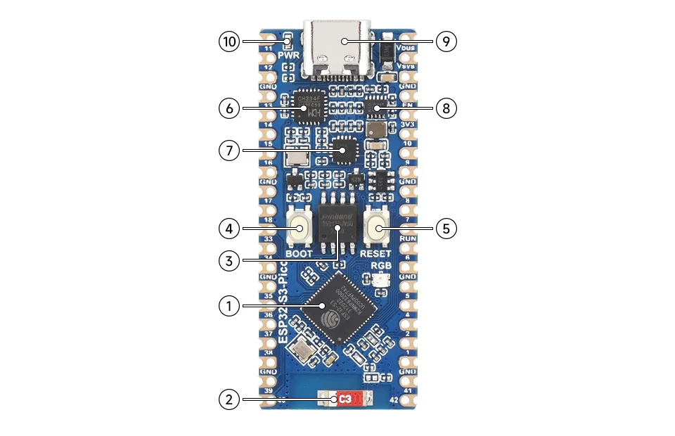 ESP32-S3 Pico Development Board ESP32-S3R2 dual-core 2.4GHz WiFi BTLE5 CH343/CH334 chip Internet of Things 2MB PSRAM 16MB Flash — reference image 6