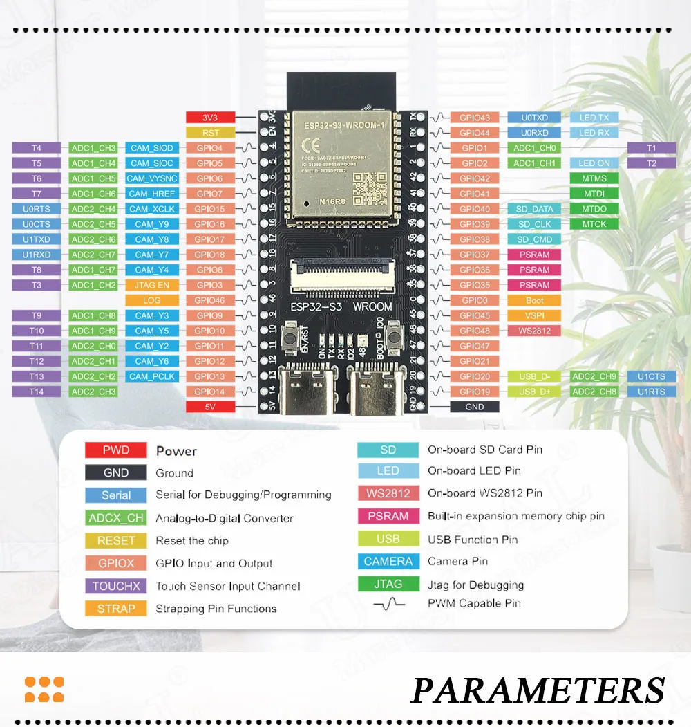 ESP32-S3 WROOM N16R8 Development Board 2.4G Wifi BT Camera Module OV2640 OV5640 16MB FLASH 8MB PSRAM ESP32 S3 N16R8 CAM — reference image 4
