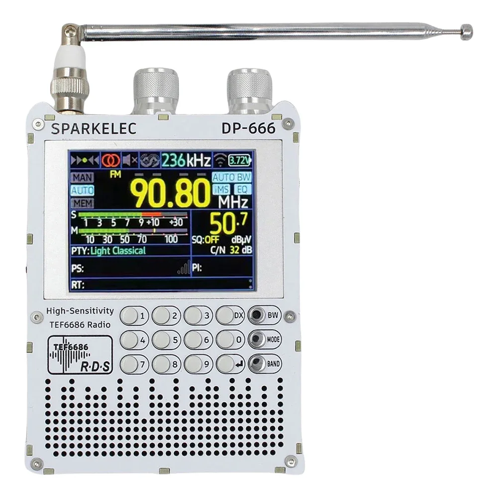 New DP-666 TEF6686 Radio High Sensitivity Full Band FM AM LW MW SW Shortwave ESP32 RDS 2.8 inch IPS LCD — reference image 2
