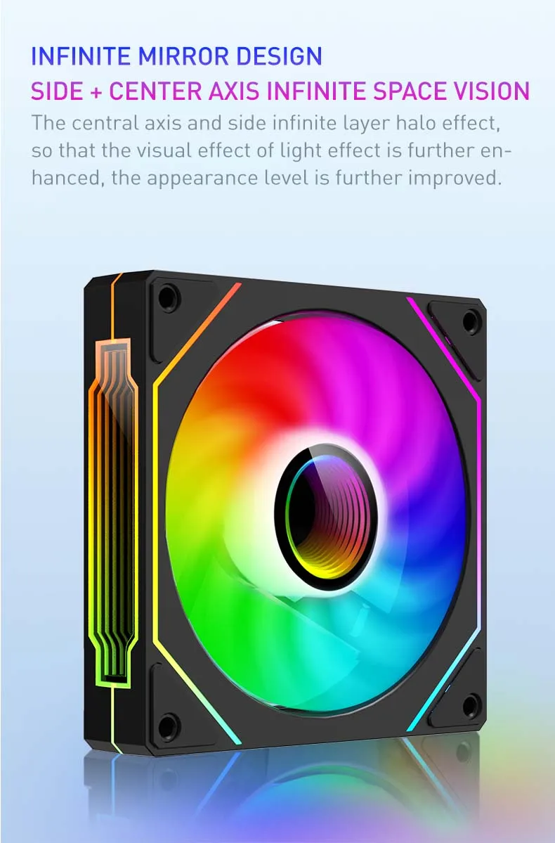 PRISM 4 PRO Computer Chassis Fan 120mm 5V 3PIN ARGB 4 Pin PWM Quiet Cooling Fan 12V Large Air Volume 45.2CFM/600-1500RPM — reference image 3