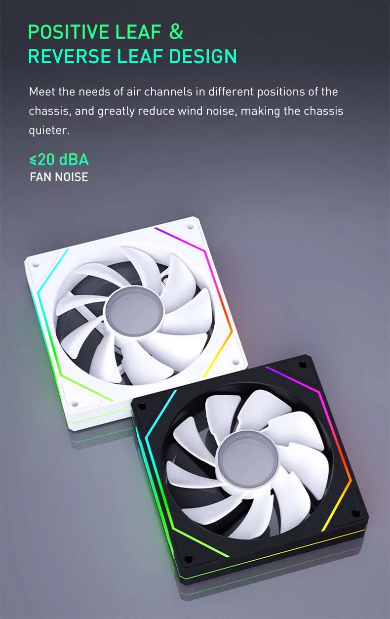 PRISM 4 PRO Computer Chassis Fan 120mm 5V 3PIN ARGB 4 Pin PWM Quiet Cooling Fan 12V Large Air Volume 45.2CFM/600-1500RPM — reference image 5