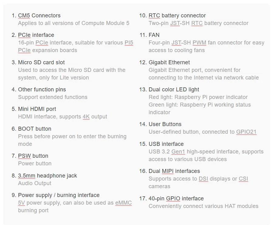 Raspberry Pi CM5 Mini Base IO Board NANO B Development For Compute Module 5 Waveshare CM5-NANO-B — reference image 5