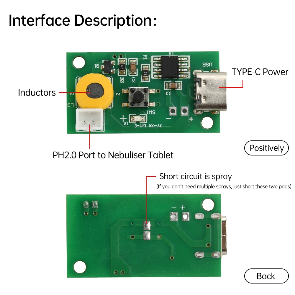 USB Mini Humidifier DIY Kits Mist Maker and Driver Circuit Board Ultrasonic Atomization Control Board Type C Interface — reference image 6