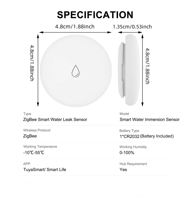Water Sensor Water Leakage Detector App Remote Monitoring Compatible with Tuya/SmartLife App &amp; ZigBee Gateway, for Home/Office — reference image 9