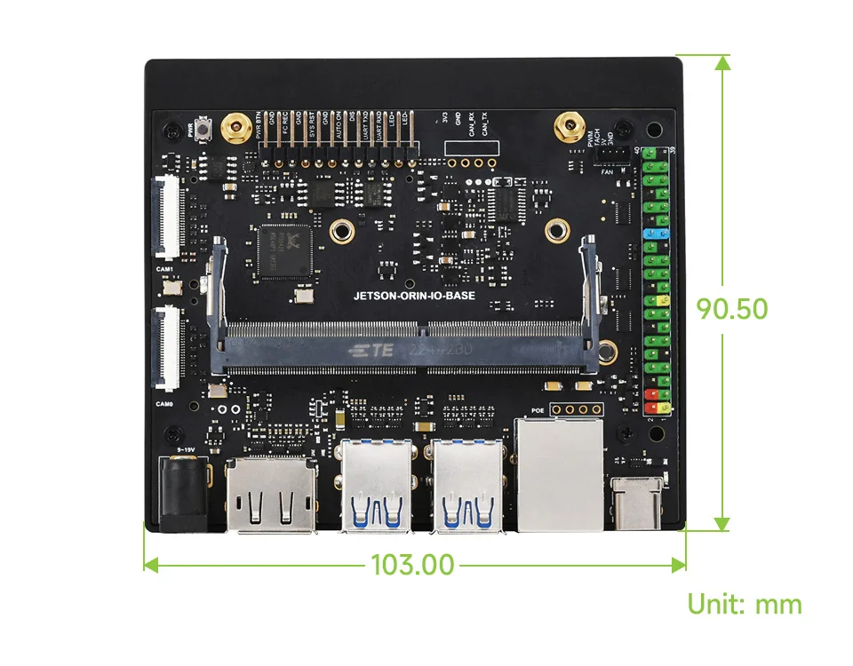 Jetson Orin Nano/NX Development Board Based on Jetson Orin Nano and Jetson Orin NX Module, 5× USB Ports — reference image 10