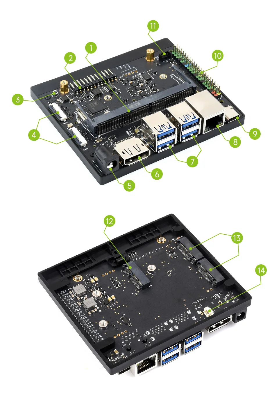 Jetson Orin Nano/NX Development Board Based on Jetson Orin Nano and Jetson Orin NX Module, 5× USB Ports — reference image 8