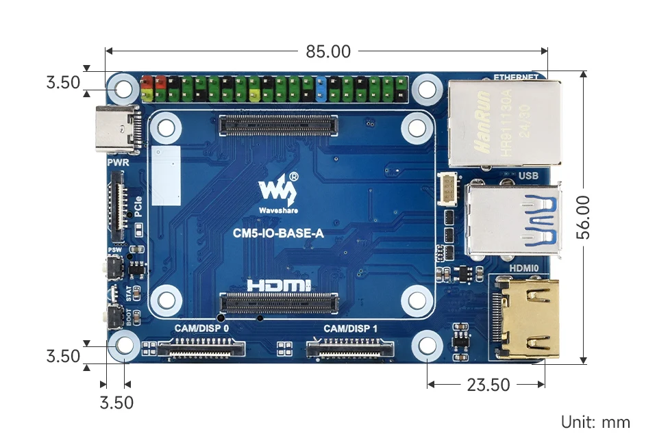 Waveshare Mini Base Board (A) designed for Raspberry Pi Compute Module 5 — reference image 10
