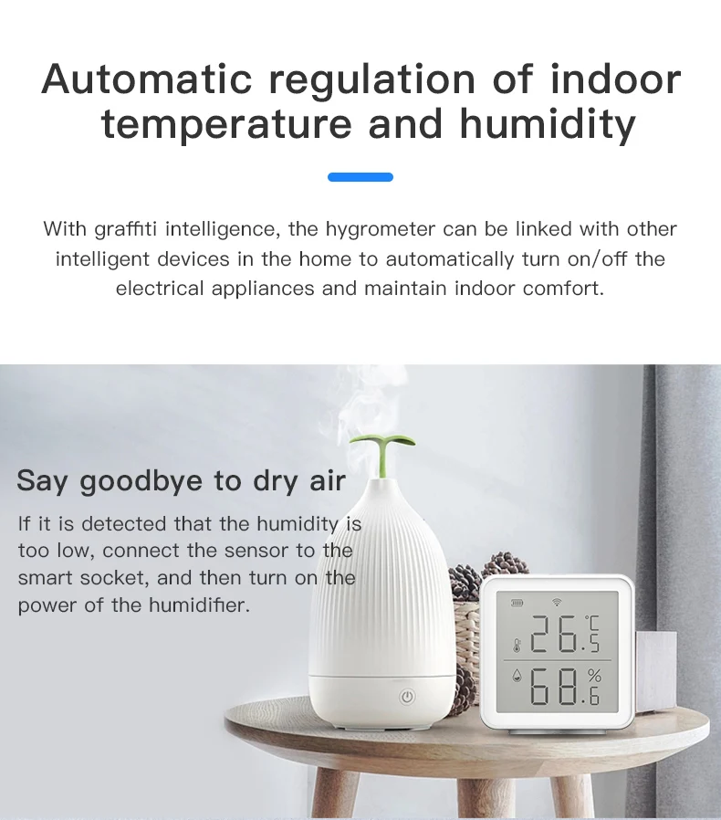 WiFi Temperature Sensor | Smart Humidity Monitor | Works with Alexa, Google Home & Tuya — reference image 4