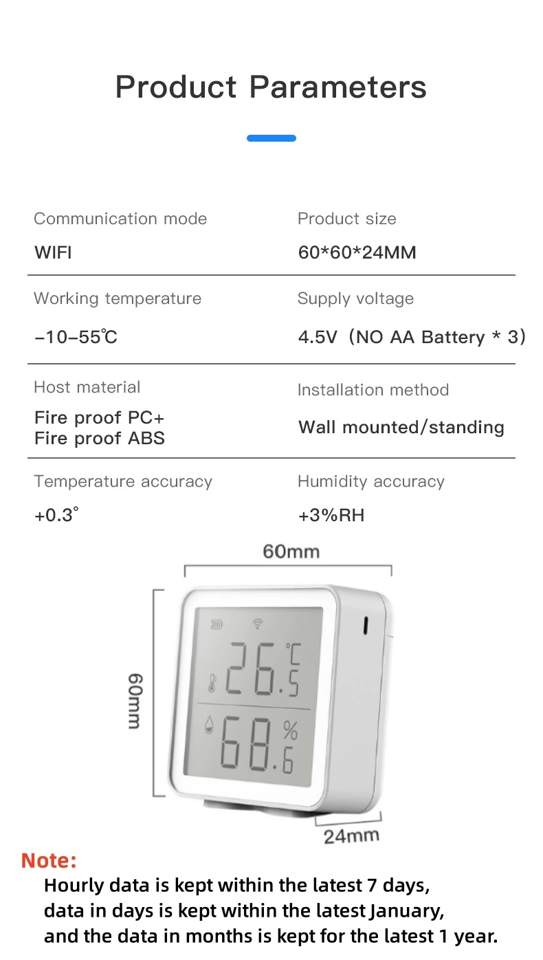 WiFi Temperature Sensor | Smart Humidity Monitor | Works with Alexa, Google Home & Tuya — reference image 9