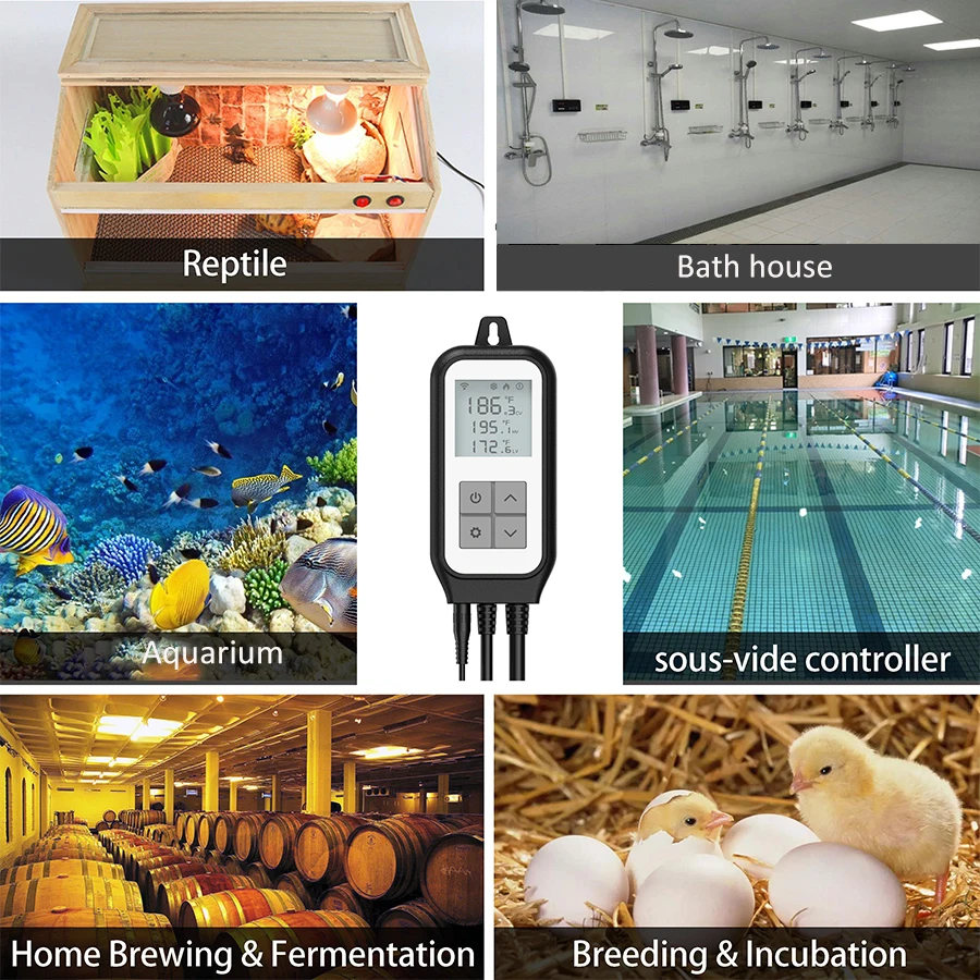 WIFI Temperature Sensor Controller Thermostat Dual Heat Cooling Relay Socket Thermometer Smart Life Brewery Greenhouse — reference image 4