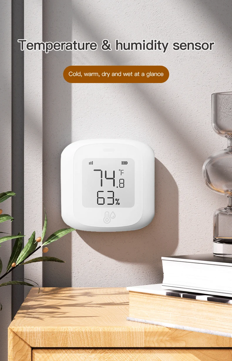 ZigBee / WIFI Temperature And Humidity Sensor LED Screen Smart Home Linkage Thermo-hygrome Google Home Alexa Voice Control — reference image 1