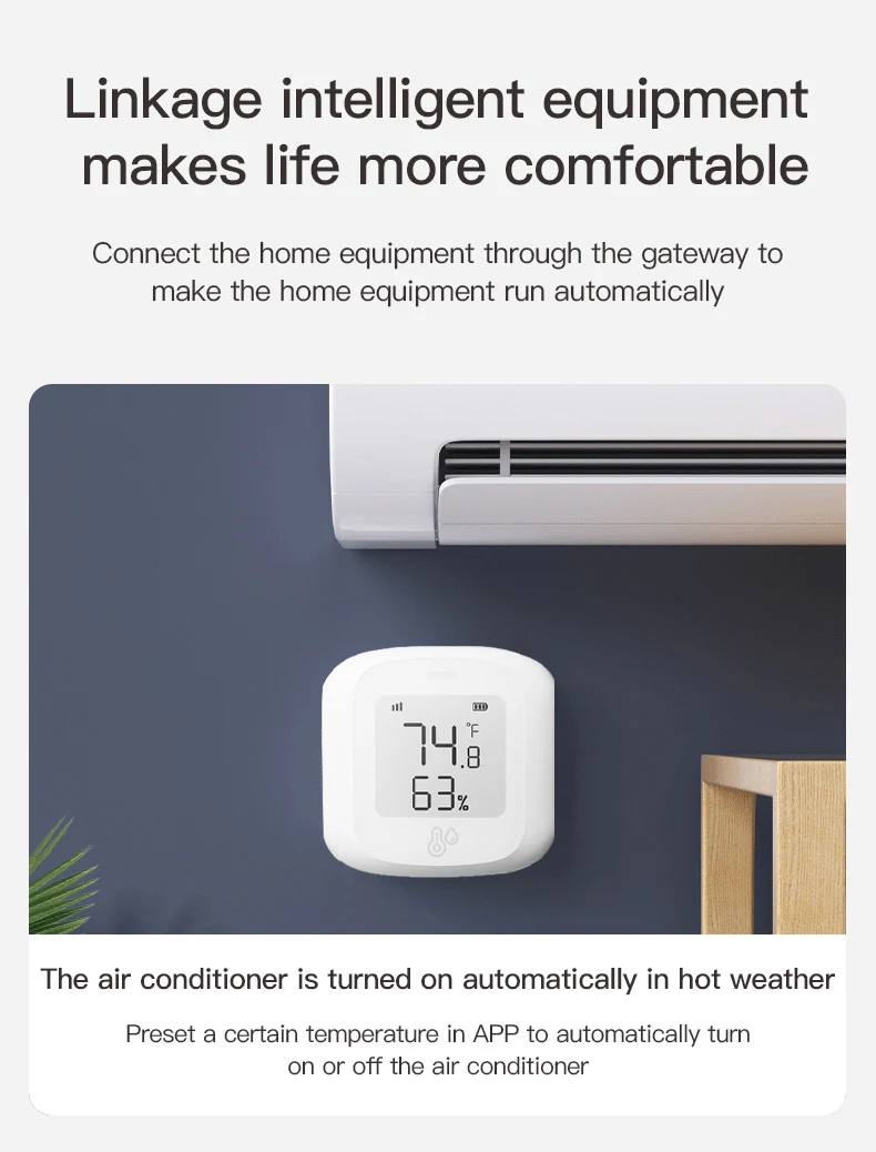 ZigBee / WIFI Temperature And Humidity Sensor LED Screen Smart Home Linkage Thermo-hygrome Google Home Alexa Voice Control — reference image 2