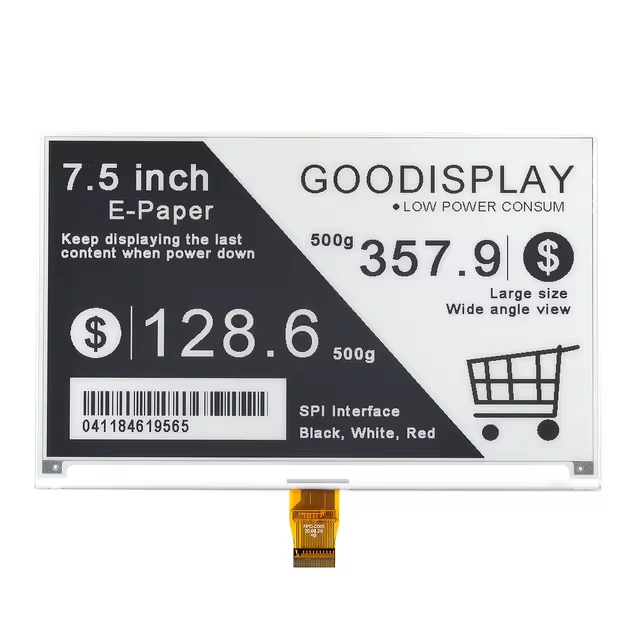 7.5 inch E-Paper Screen Module 4-Grayscale 800x480 E-Ink Display HAT 1.5s Fast Refresh SPI Interface