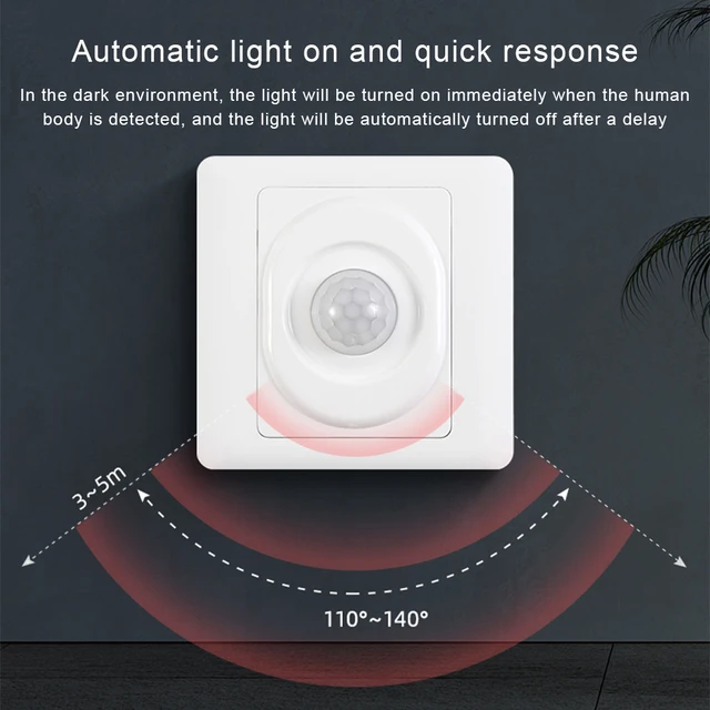 220V LED PIR Automatic Sensor Light Switch Infrared Motion Sensor LED Night Light Home Indoor Outdoor Sensor Light Switch - Image 3