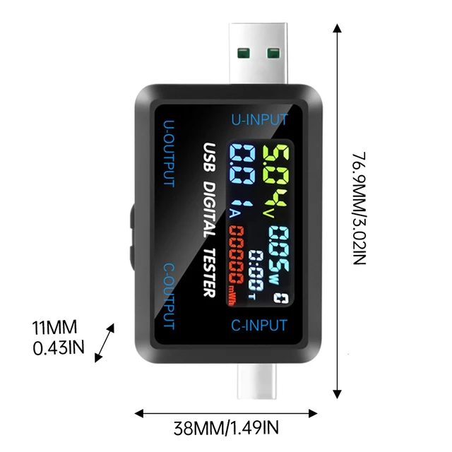 USB Tester 10 in 1 DC Digital Voltmeter Amperimetro Current Meter Volt Ammeter Detector Power Bank Charger Indicator Type C USB - 画像 (3)