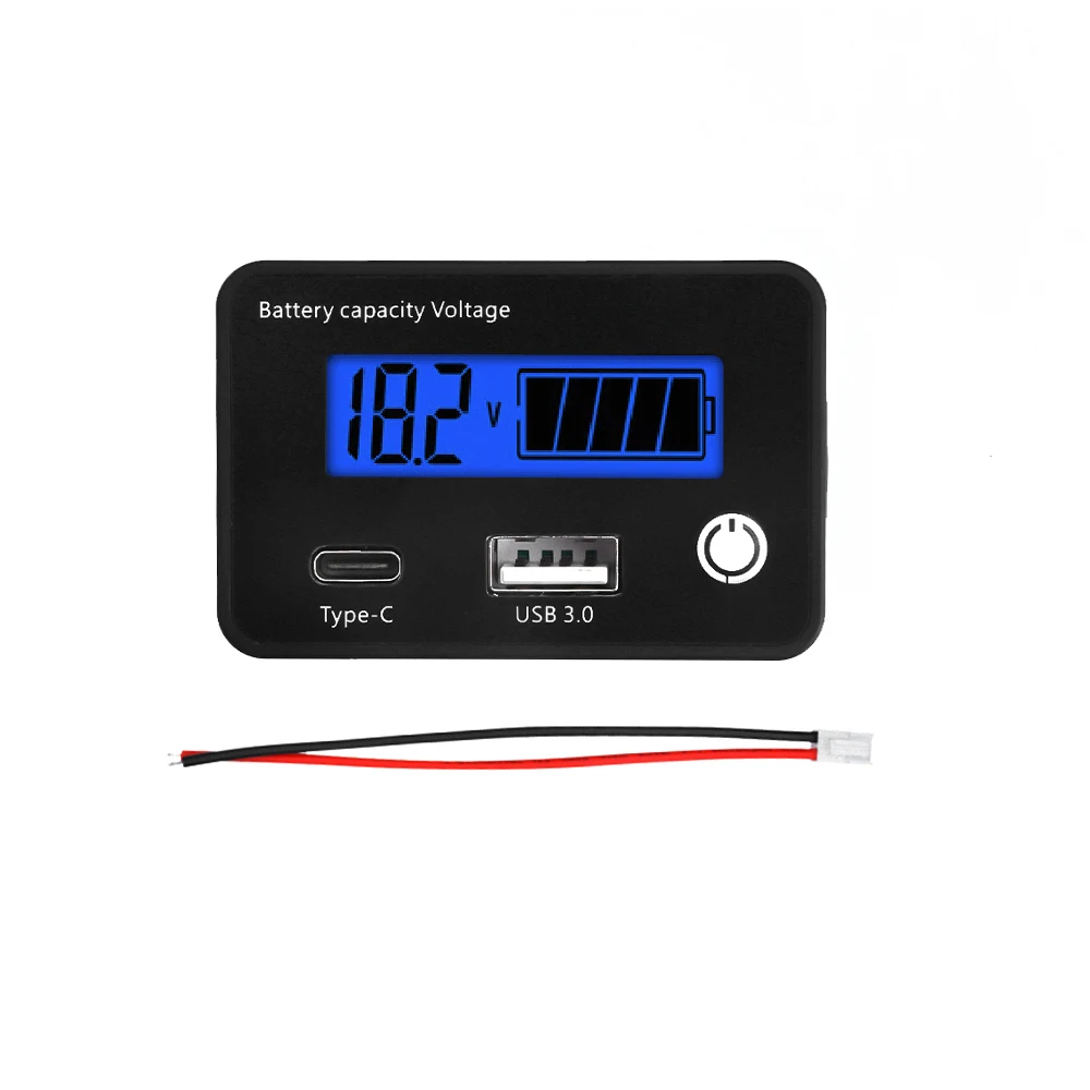 DC8-30V Battery Capacity Indicator Lead-Acid/Lron-Lithium/Ternary Lithium Measurement with USB3.0 and Tpye-C for Car Motorcycle - Imagen 6