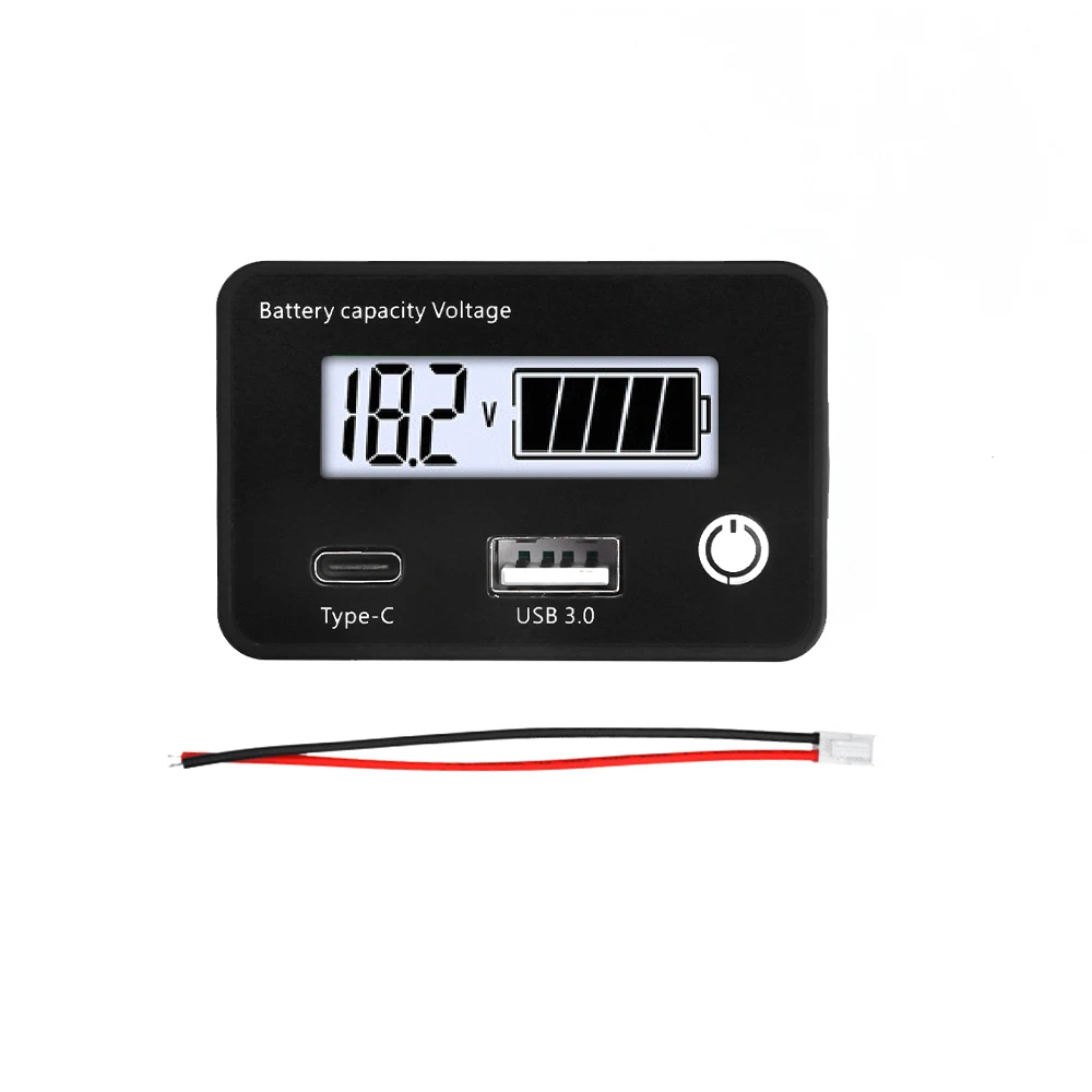 DC8-30V Battery Capacity Indicator Lead-Acid/Lron-Lithium/Ternary Lithium Measurement with USB3.0 and Tpye-C for Car Motorcycle - Imagen 5