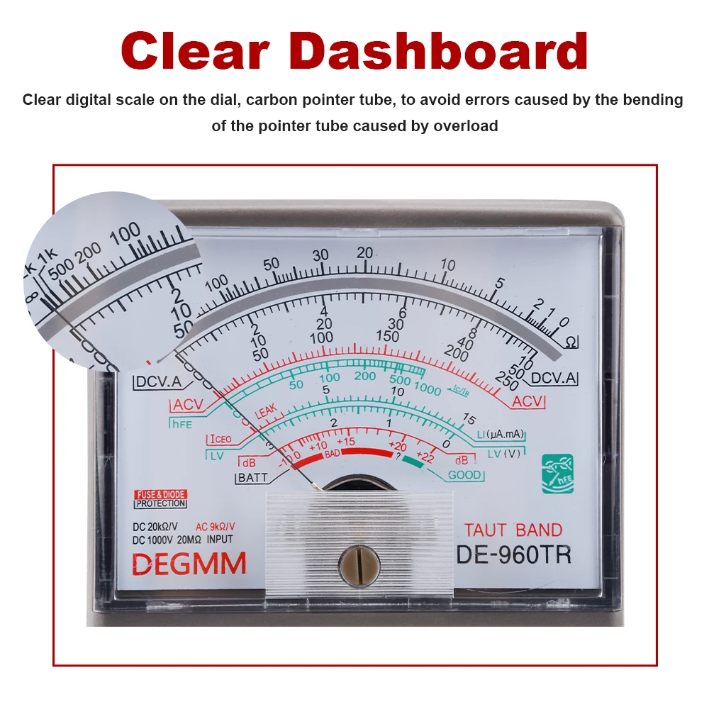 DE-960TR Pointer Mechanical Analog Multimeter Multi-Function AC DC Volt Ohm Current Electrician Maintenance Universal Test Meter - Image 2