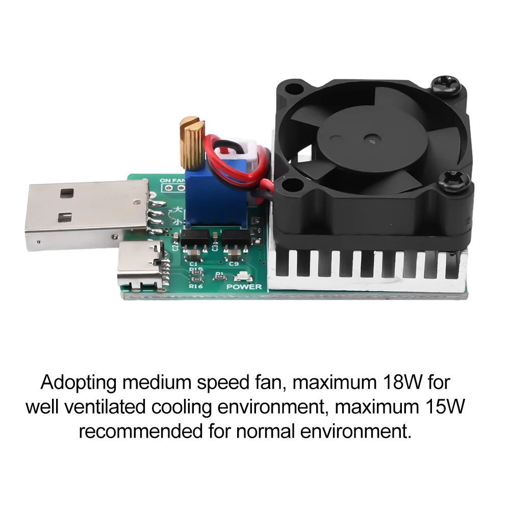 15W 18W 22.5W DC 3.7V-13V Electronic Test Load Resistor USB Battery Discharge Capacity Tester with Fan Adjustable Current Module - Image 3