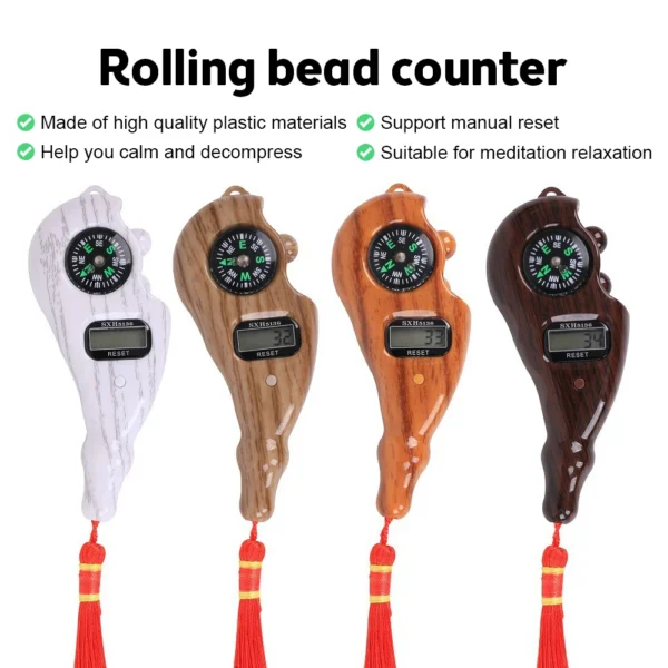Electronic Digital Electronic Tally Counter with Compass Tassel Finger Game Toy Manual Reset Decompress Relax Tool LCD Register
