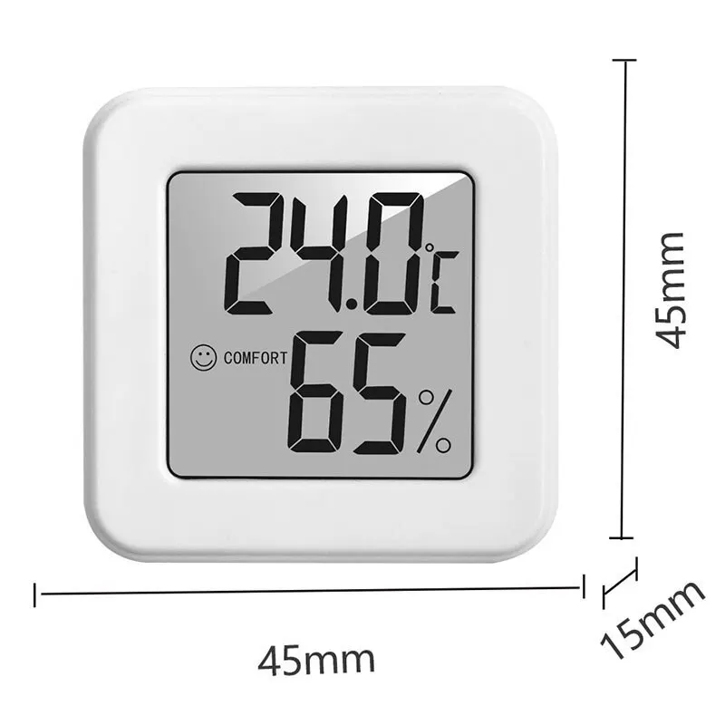 White Mini Electronic Temperature and Humidity Meter Car Thermometer with Smiling Face Display Refrigerator Thermometer - Imagen 2