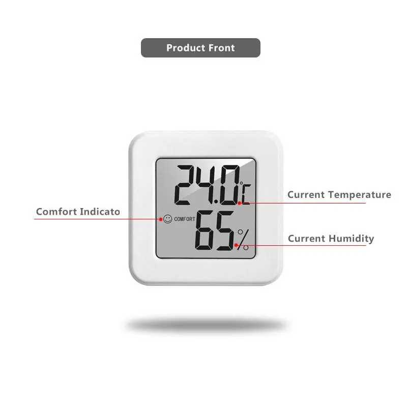White Mini Electronic Temperature and Humidity Meter Car Thermometer with Smiling Face Display Refrigerator Thermometer - Imagen 4