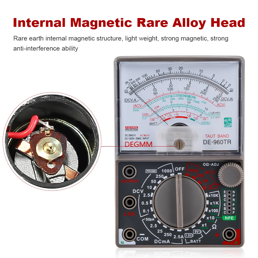 DE-960TR Pointer Mechanical Analog Multimeter Multi-Function AC DC Volt Ohm Current Electrician Maintenance Universal Test Meter - Image 3