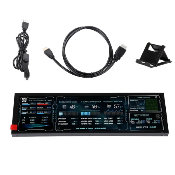8.8 Inch Long Strip LCD Screen 1920*480 HD-MI Driver Board Secondary Monitor AIDA64 Sub Display CPU GPU SSD Information